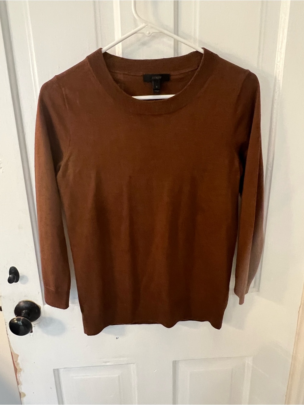 J. Crew Merino Wool Men's Crewneck Sweater in Chestnut Brown - S